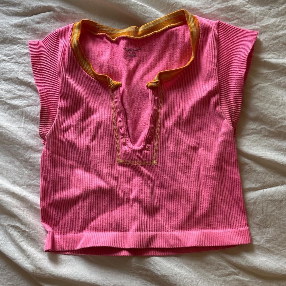 Free people pink and orange crop top